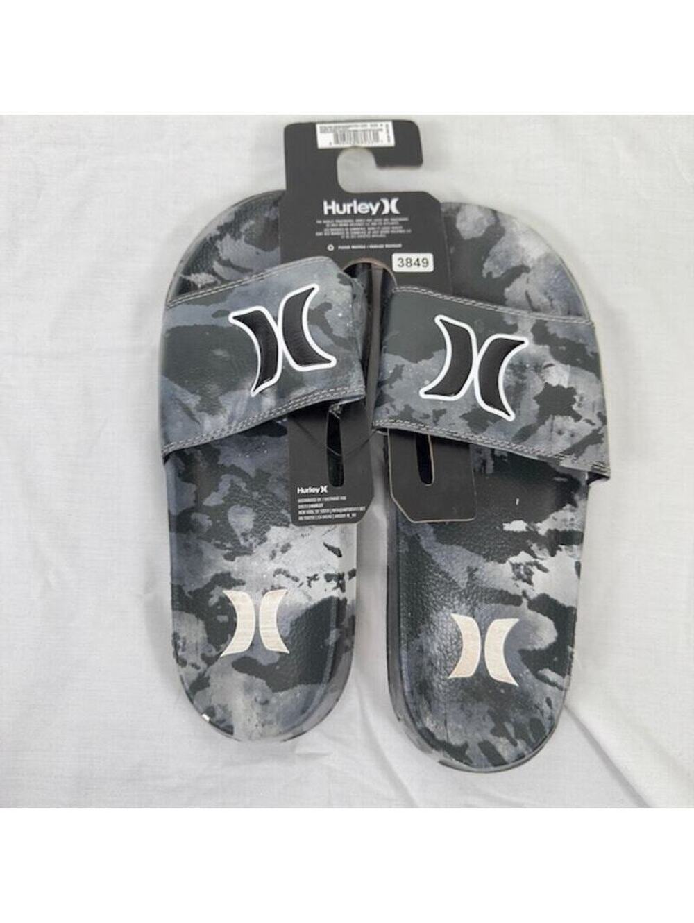 NEW Hurley Camouflage Slide Beach Sandals Slip On HFS0099-030 Gray Black Mens 8